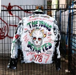 Leather motorcycle biker jacket by Resurrect By Ni